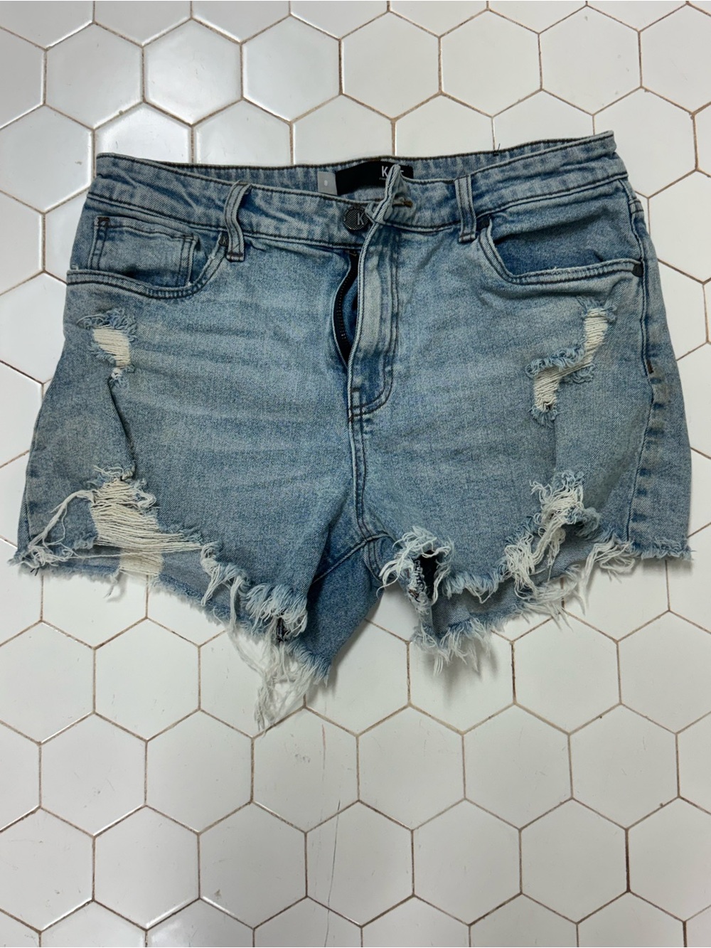 Kut from the Kloth Light Blue Distressed Denim Shorts